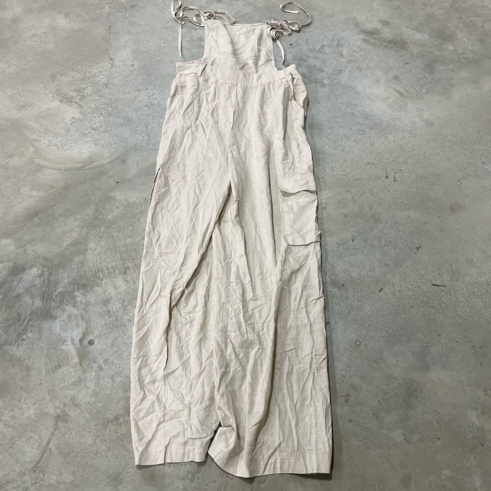Lulu's Linen Wideleg Overall Style Jumpsuit